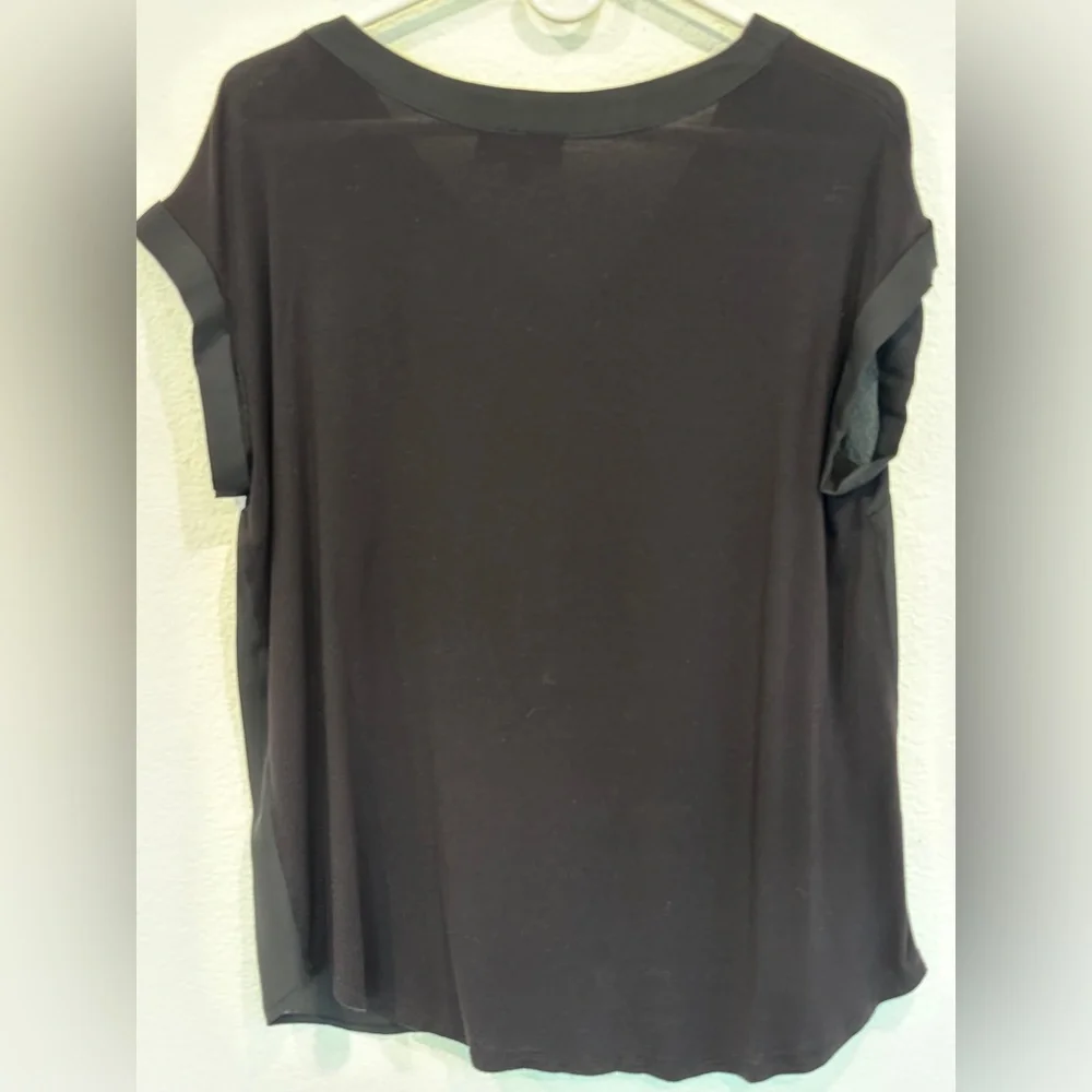 FORTUNE + IVY Women’s Black Helina Mixed Material Blouse - Size L - Picture 6 of 10